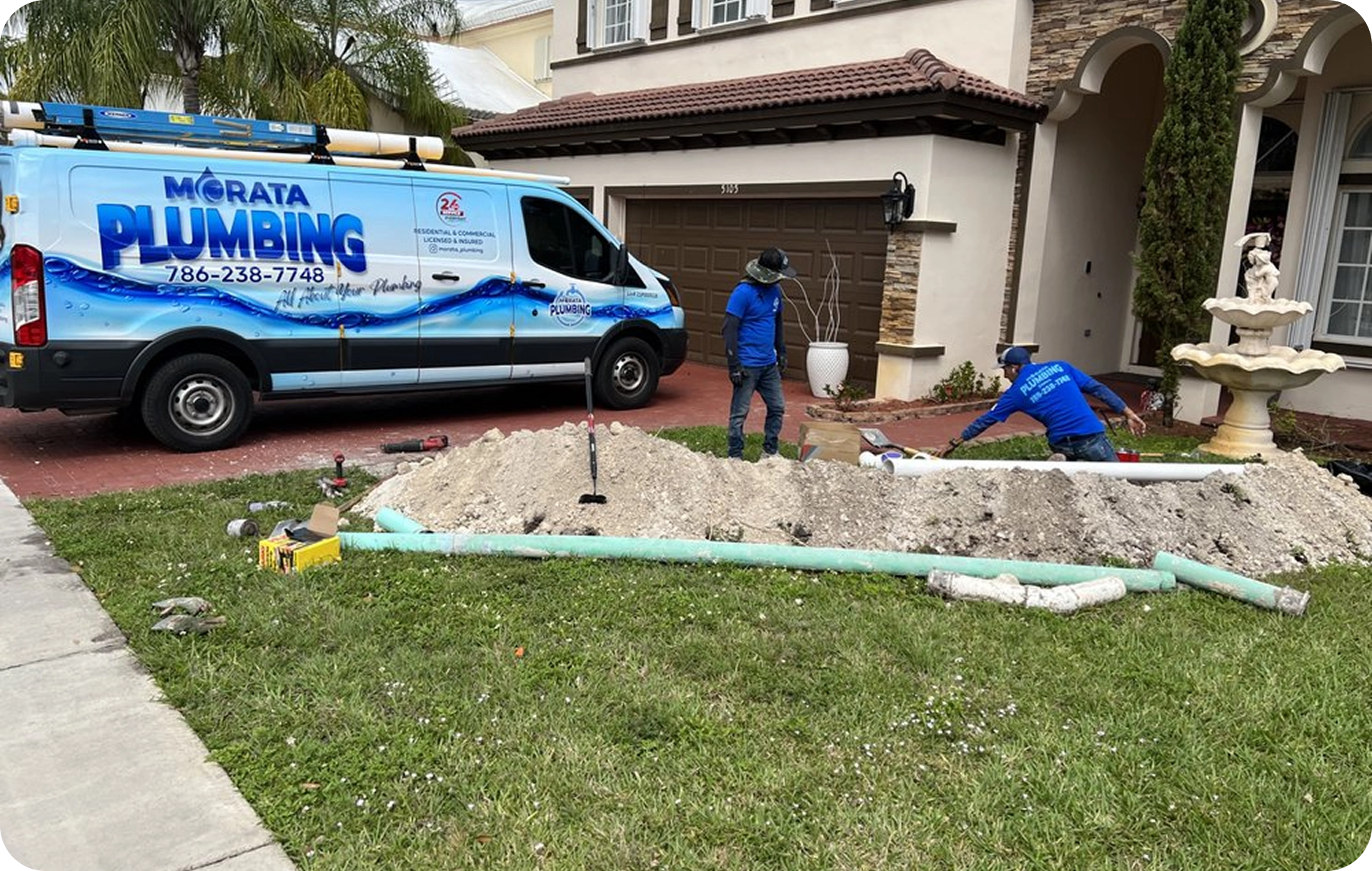 Technician preparing pipe relining