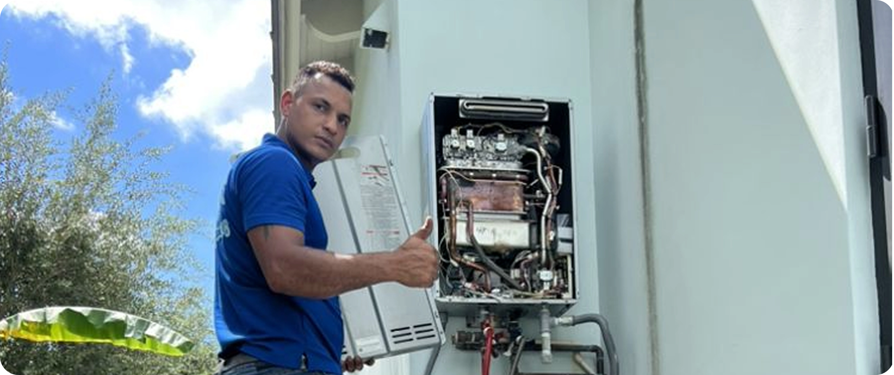 Technician marking inspection spot on floor
